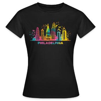 Philadelphian Skyline Philadelphia - Women's T-Shirt - black - Front - AI Model Female 172 dark (172cm)