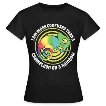 Ich Bin Verwirrter Als Ein Chamäleon - Frauen T-Shirt - Schwarz - Vorne - AI Model Female 172 dark (172cm)