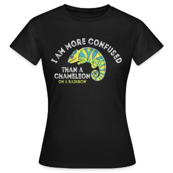 Ich Bin Verwirrter Als Ein Chamäleon - Frauen T-Shirt - Schwarz - Vorne - AI Model Female 172 dark (172cm)