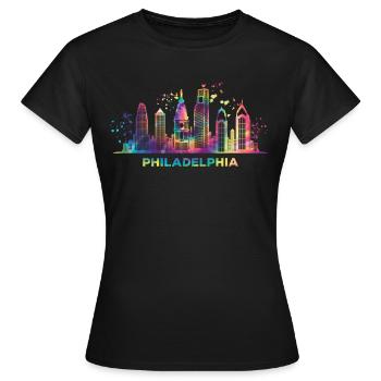 Philadelphian Skyline Philadelphia - Women's T-Shirt - black - Front - AI Model Female 172 dark (172cm)
