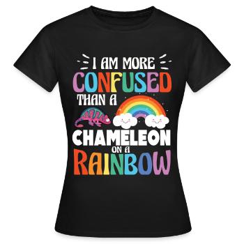 Ich Bin Verwirrter Als Ein Chamäleon - Frauen T-Shirt - Schwarz - Vorne - AI Model Female 172 dark (172cm)