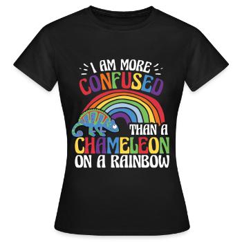 Ich Bin Verwirrter Als Ein Chamäleon - Frauen T-Shirt - Schwarz - Vorne - AI Model Female 172 dark (172cm)