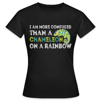 Ich Bin Verwirrter Als Ein Chamäleon - Frauen T-Shirt - Schwarz - Vorne - AI Model Female 172 dark (172cm)