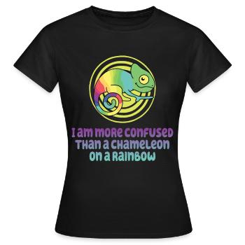 Ich Bin Verwirrter Als Ein Chamäleon - Frauen T-Shirt - Schwarz - Vorne - AI Model Female 172 dark (172cm)
