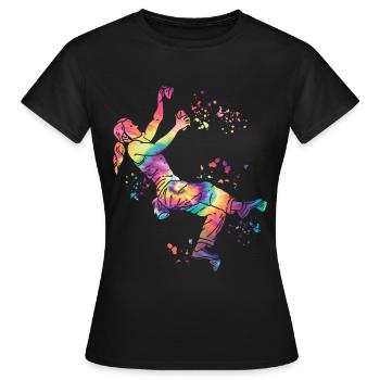 Boulderer Colorsplash Boulder Bouldern - Frauen T-Shirt - Schwarz - Vorne - AI Model Female 172 dark (172cm)