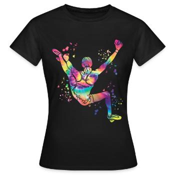 Boulderer Colorsplash Boulder Bouldering - Women's T-Shirt - black - Front - AI Model Female 172 dark (172cm)
