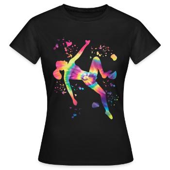 Boulderer Colorsplash Boulder Bouldering - Women's T-Shirt - black - Front - AI Model Female 172 dark (172cm)