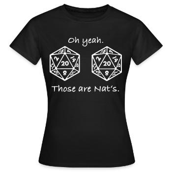 W20 D20 Nat Natural Twenty Crit Coup critique Blague - T-shirt Femme - noir - Devant - AI Model Female 172 dark (172cm)