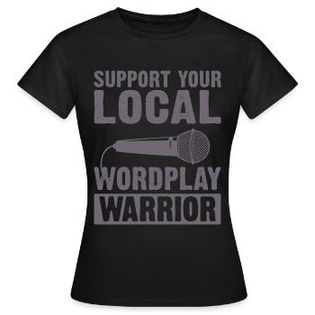 Poetry Slam Pun Warrior Slam Poetry - Women's T-Shirt - black - Front - AI Model Female 172 dark (172cm)