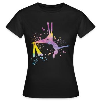 Tissu vertical acrobaties aériennes soie aérienne - T-shirt Femme - noir - Devant - AI Model Female 172 dark (172cm)
