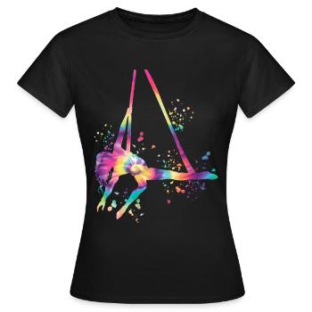 Tissu vertical acrobaties aériennes soie aérienne - T-shirt Femme - noir - Devant - AI Model Female 172 dark (172cm)