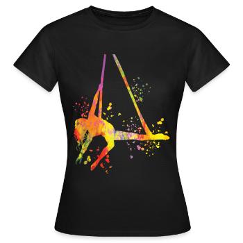 Tissu vertical acrobaties aériennes soie aérienne - T-shirt Femme - noir - Devant - AI Model Female 172 dark (172cm)