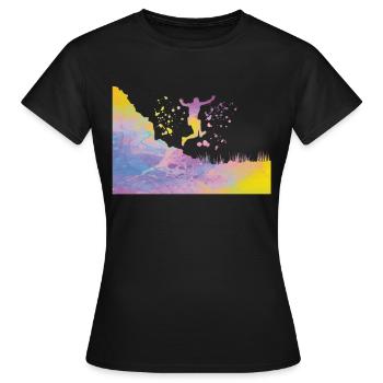 Trail Runner Cross Trail Bergläufer - Frauen T-Shirt - Schwarz - Vorne - AI Model Female 172 dark (172cm)