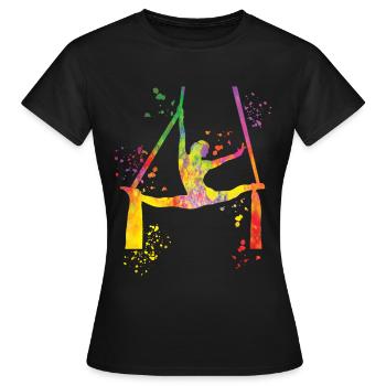 Tissu vertical acrobaties aériennes soie aérienne - T-shirt Femme - noir - Devant - AI Model Female 172 dark (172cm)