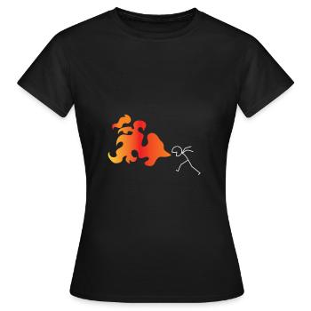 Feuerspucker Zirkus Feuer spucken Fackel - Frauen T-Shirt - Schwarz - Vorne - AI Model Female 172 dark (172cm)