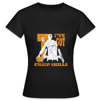 Basket fauteuil roulant Handicap handicap - T-shirt Femme - noir - Devant - AI Model Female 172 dark (172cm)