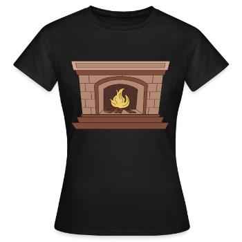 Fireplace Fire Crackling Heat Stove Heating - Women's T-Shirt - black - Front - AI Model Female 172 dark (172cm)