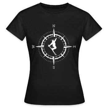 Compass and skiing - (sk) (2) - Women's T-Shirt - black - Front - AI Model Female 172 dark (172cm)