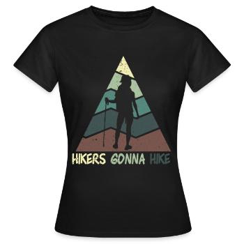 Wandern Wanderung Berg Spazieren Wanderschuhe - Frauen T-Shirt - Schwarz - Vorne - AI Model Female 172 dark (172cm)