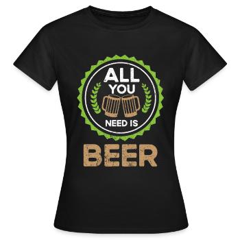 Bière Buveur de bière Bouteille de bière en canette de bière - T-shirt Femme - noir - Devant - AI Model Female 172 dark (172cm)
