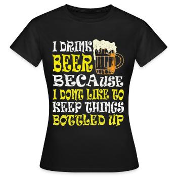 Bière Buveur de bière Bouteille de bière en canette de bière - T-shirt Femme - noir - Devant - AI Model Female 172 dark (172cm)