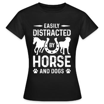 Easily distracted by horses and dogs - Women's T-Shirt - black - Front - AI Model Female 172 dark (172cm)