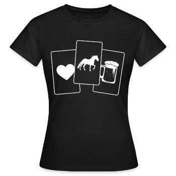Coeur - Bière - Cheval - - T-shirt Femme - noir - Devant - AI Model Female 172 dark (172cm)