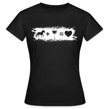 Grunge Rectangle - Heart - Wine - Horse - - Women's T-Shirt - black - Front - AI Model Female 172 dark (172cm)