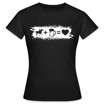 Grunge Rectangle - Coeur - Bière - Équitation - - T-shirt Femme - noir - Devant - AI Model Female 172 dark (172cm)