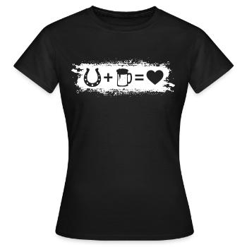 Grunge Rectangle - Heart - Beer - Horseshoes - - Women's T-Shirt - black - Front - AI Model Female 172 dark (172cm)