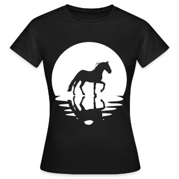 Cercle et réflexion - Cheval - - T-shirt Femme - noir - Devant - AI Model Female 172 dark (172cm)