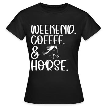 Café et cheval le week-end - - T-shirt Femme - noir - Devant - AI Model Female 172 dark (172cm)