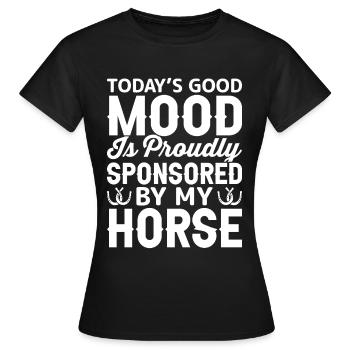 La bonne humeur d’aujourd’hui est fière de mon Pfe - T-shirt Femme - noir - Devant - AI Model Female 172 dark (172cm)
