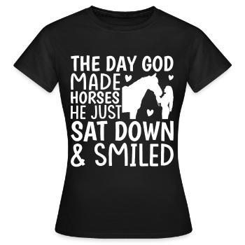 The day God created the horses, He set s - Women's T-Shirt - black - Front - AI Model Female 172 dark (172cm)