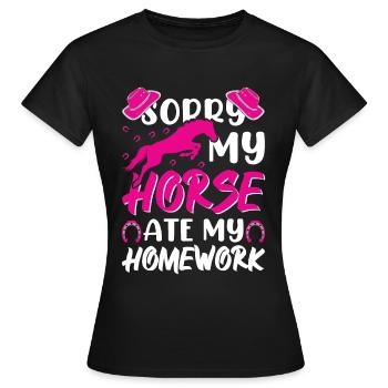 Désolé mon cheval a mangé mes devoirs 1 - - T-shirt Femme - noir - Devant - AI Model Female 172 dark (172cm)