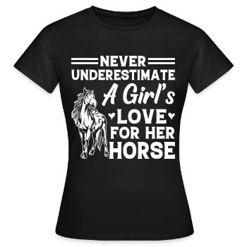 Ne sous-estimez jamais l’amour d’une fille pour i - T-shirt Femme - noir - Devant - AI Model Female 172 dark (172cm)