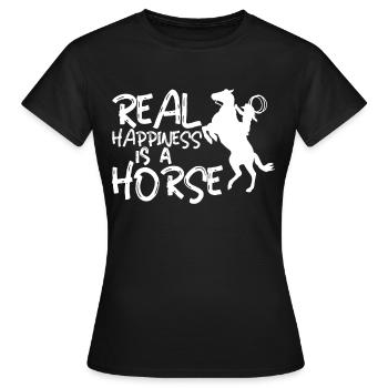 Le vrai bonheur est un cheval - - T-shirt Femme - noir - Devant - AI Model Female 172 dark (172cm)
