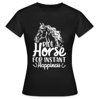 Montez à cheval pour un bonheur instantané - (2) - T-shirt Femme - noir - Devant - AI Model Female 172 dark (172cm)