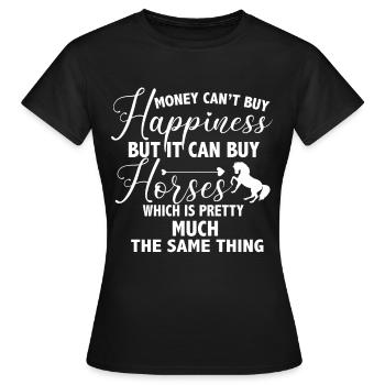 L’argent ne peut pas acheter le bonheur, mais il peut acheter des chevaux - T-shirt Femme - noir - Devant - AI Model Female 172 dark (172cm)