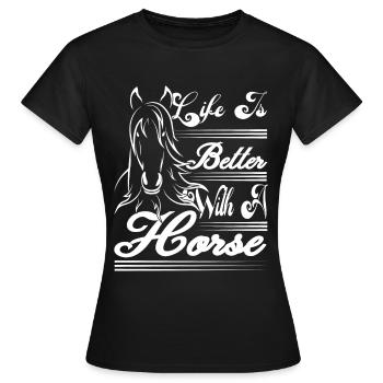 La vie est meilleure avec un cheval 2 - - T-shirt Femme - noir - Devant - AI Model Female 172 dark (172cm)