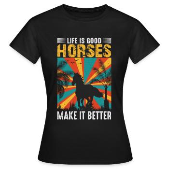 La vie est belle, les chevaux le font mieux - - T-shirt Femme - noir - Devant - AI Model Female 172 dark (172cm)