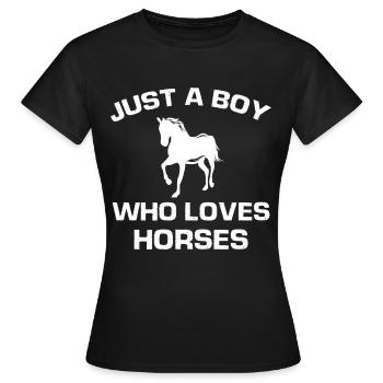 Juste un garçon qui aime les chevaux - (2) - T-shirt Femme - noir - Devant - AI Model Female 172 dark (172cm)