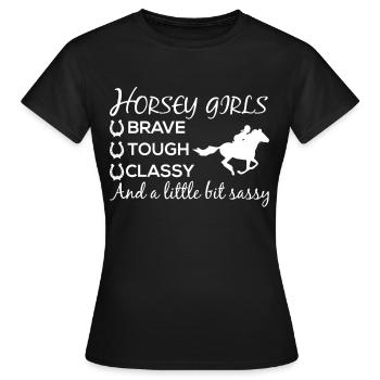 Horsey Girl bravely tough - - Women's T-Shirt - black - Front - AI Model Female 172 dark (172cm)