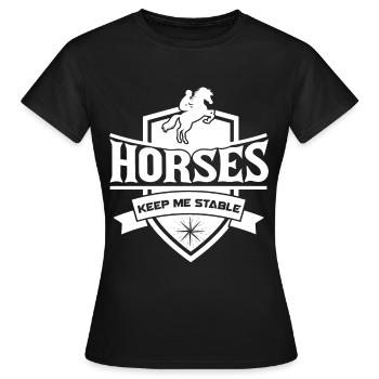 Pferde halten mich im Stall 6 - Horses Keep Me Sta - Women's T-Shirt - black - Front - AI Model Female 172 dark (172cm)
