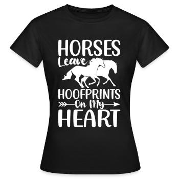Les chevaux laissent des empreintes de sabots sur mon cœur - - T-shirt Femme - noir - Devant - AI Model Female 172 dark (172cm)