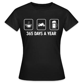 365 jours par an - bière - moto - - T-shirt Femme - noir - Devant - AI Model Female 172 dark (172cm)