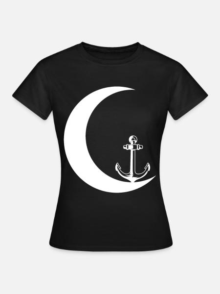 Mondsichel - Anker - - Frauen T-Shirt - Schwarz