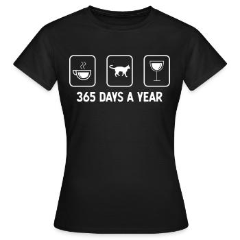 365 jours par an - Vin - Chat - - T-shirt Femme - noir - Devant - AI Model Female 172 dark (172cm)