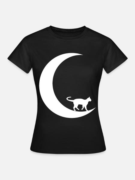 Croissant de Lune - Chat - - T-shirt Femme - noir