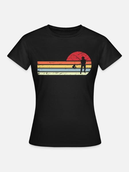 Sun and retro lines - Fishing - - Women's T-Shirt - black